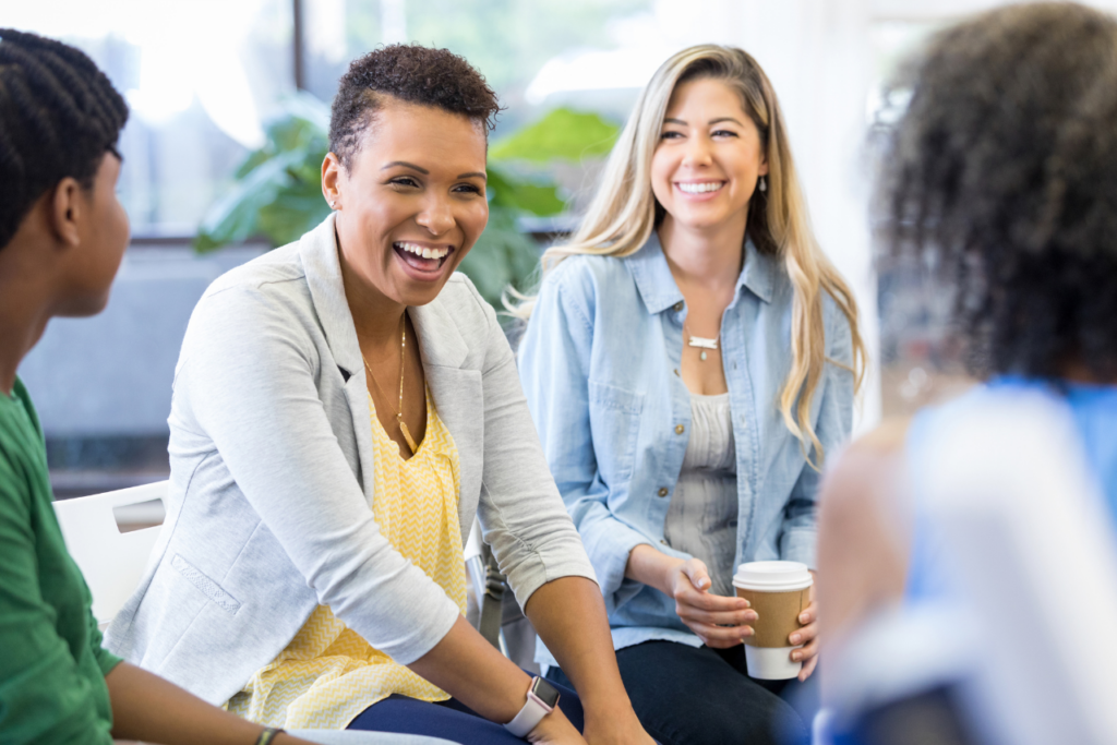 patients smiling in group therapy discussing can gabapentin help you sleep