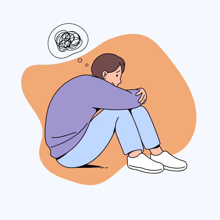 cartoon graphic of woman struggling with anxiety in atlanta